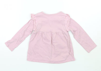 Back view of Nutmeg girls’ purple basic t-shirt, size 12, months