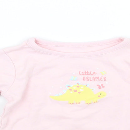 Close-up detail of George girls’ pink basic t-shirt, size 12-18, months