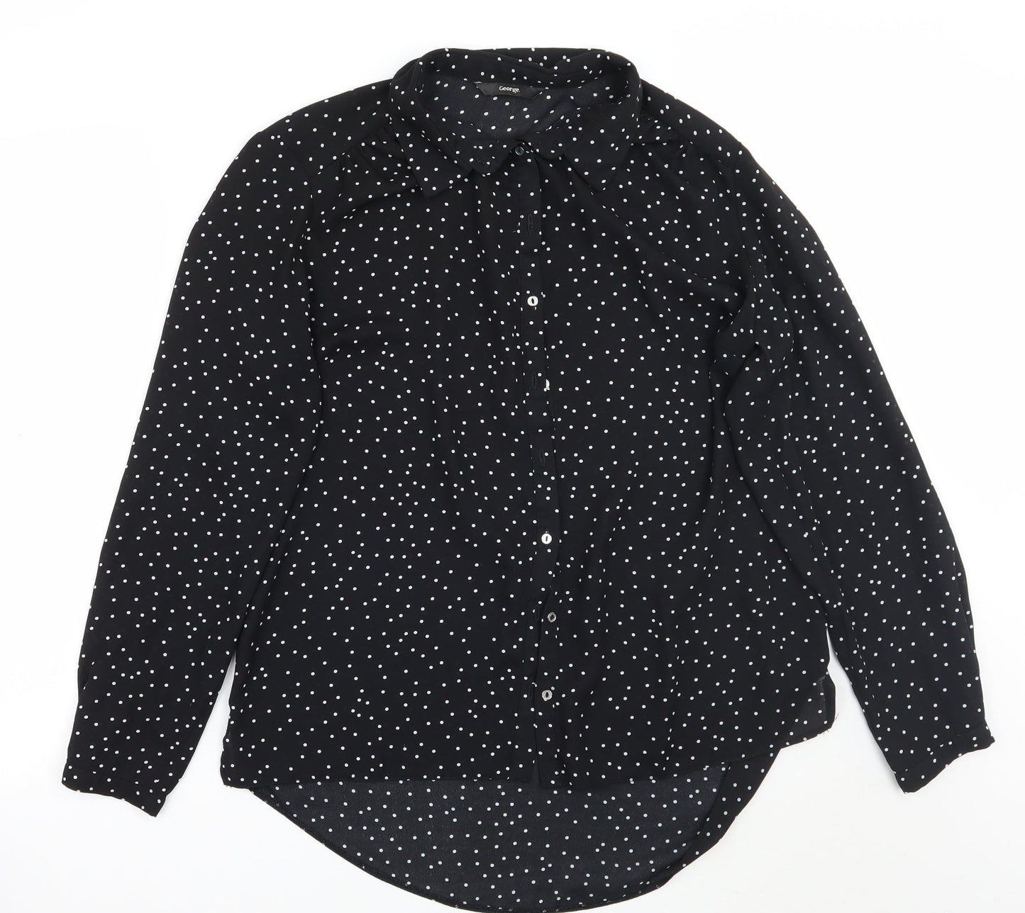 George Womens Black Polka Dot  Basic Button-Up Size 12