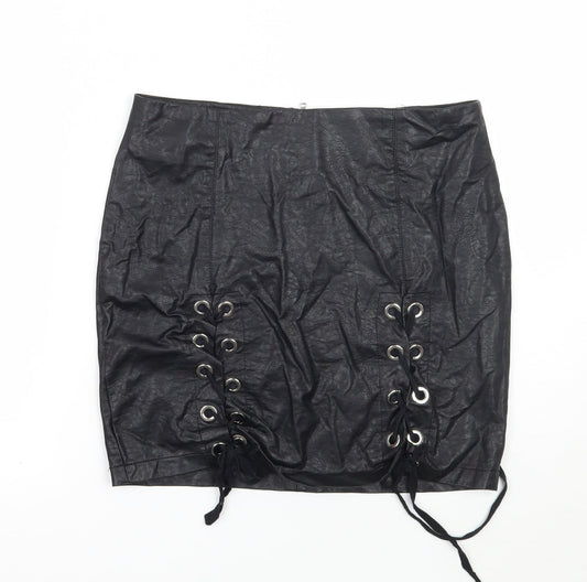 Vinceotto Womens Black   A-Line Skirt Size L