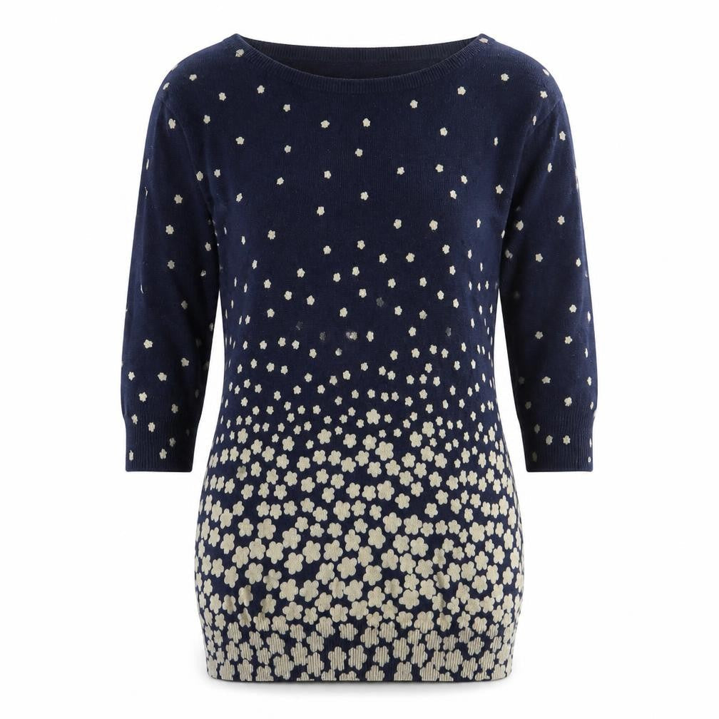 Monsoon Womens Blue Floral  Pullover Jumper Size S