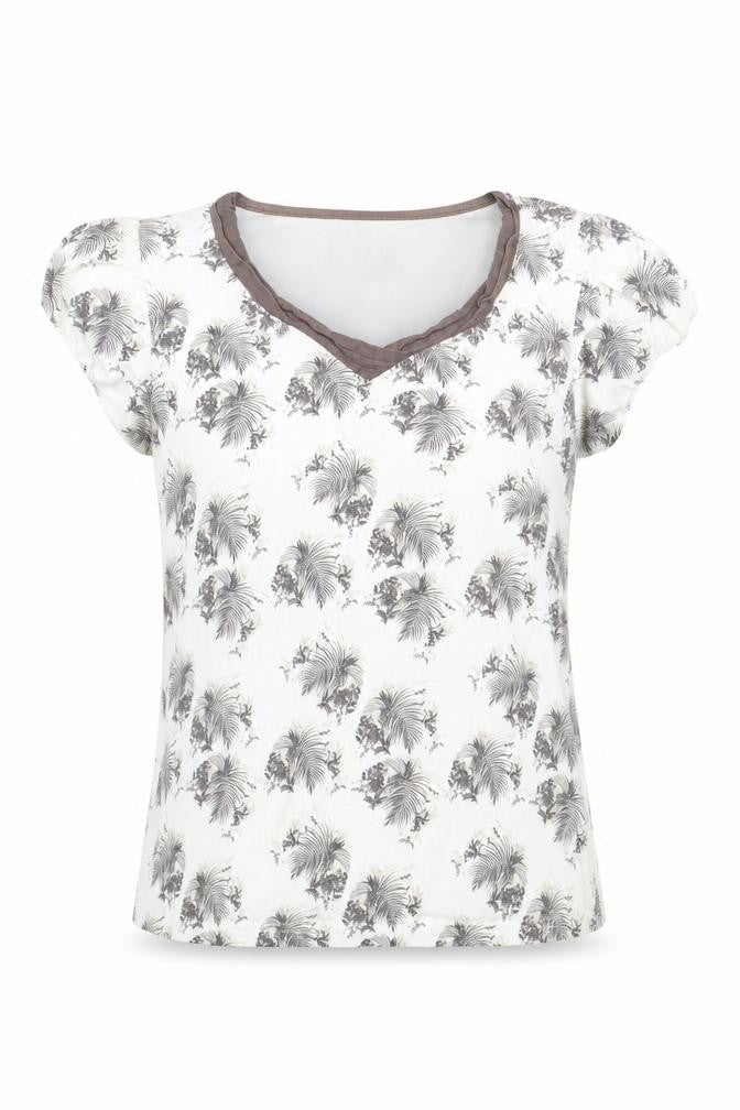 Dasdh Womens White Floral  Basic T-Shirt Size 10