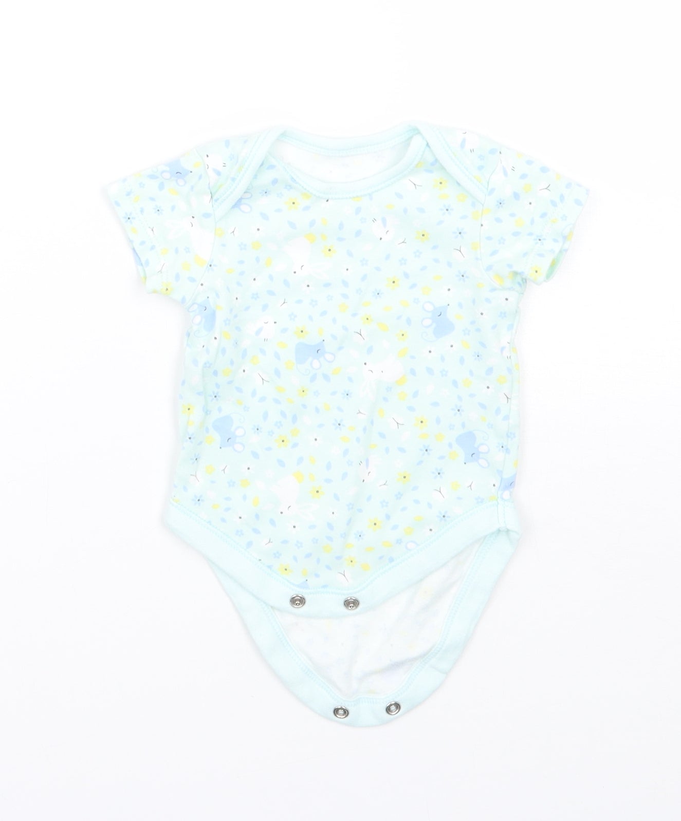 George Girls Green Floral  Babygrow One-Piece Size 0-3 Months