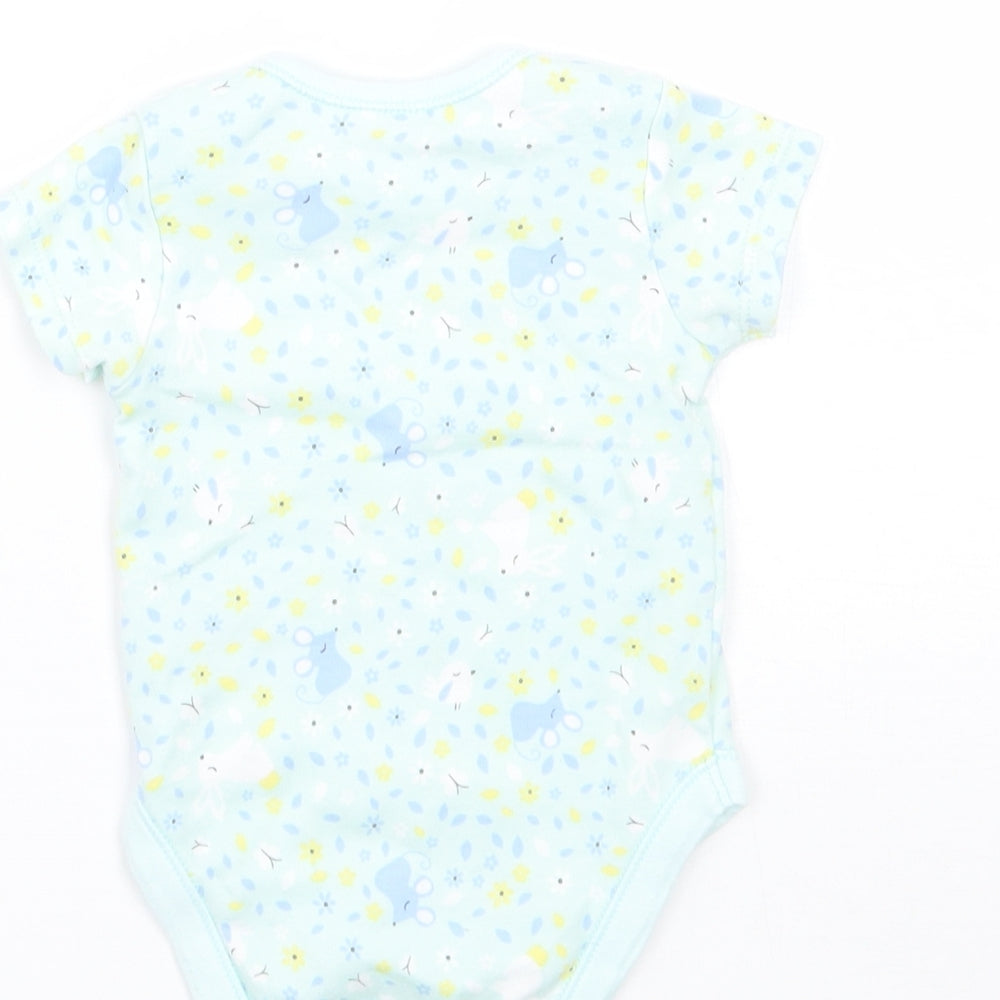 George Girls Green Floral  Babygrow One-Piece Size 0-3 Months