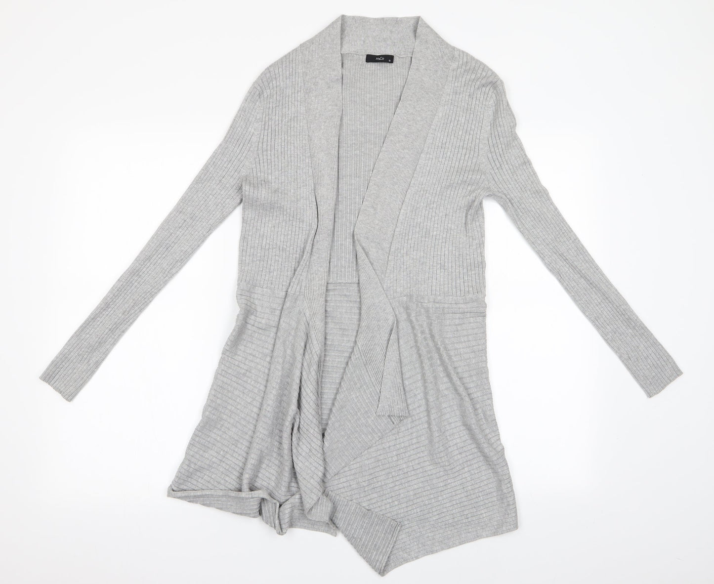 M&Co Womens Grey   Cardigan Jumper Size 12  - Waterfall Cardigan