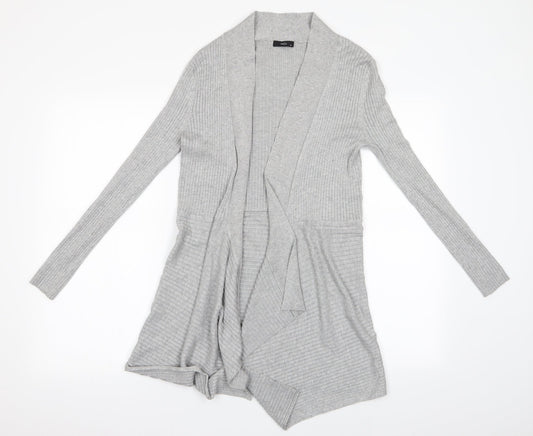 M&Co Womens Grey   Cardigan Jumper Size 12  - Waterfall Cardigan