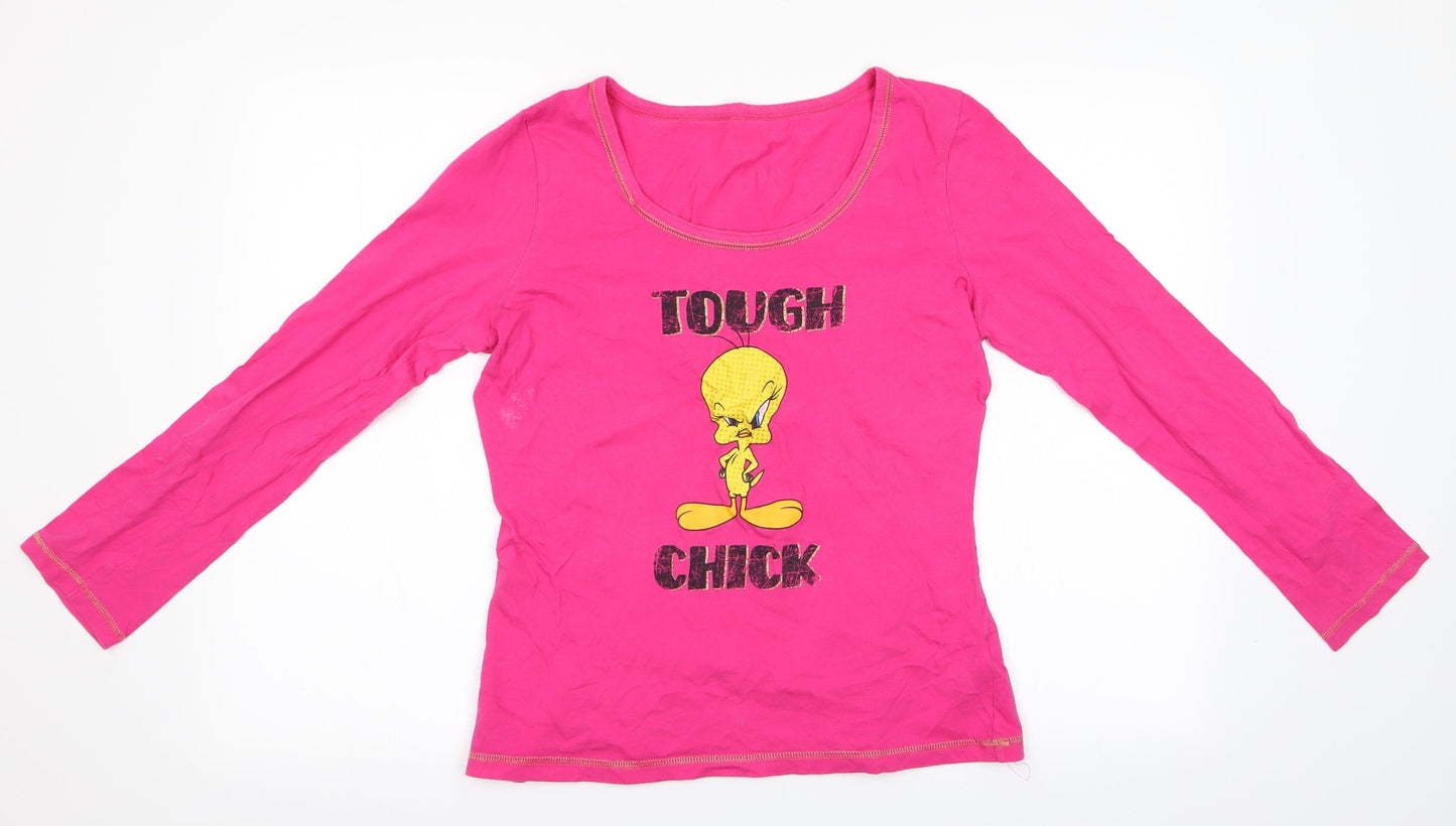 George Womens Pink Animal Print   Pyjama Top Size 12  - Tweety Pie - Tough Chick