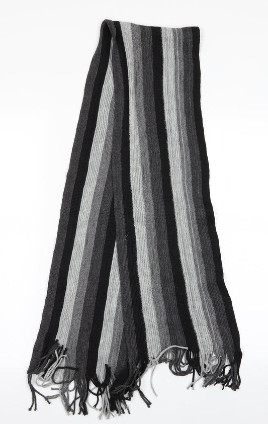 HLA Lon Mens Grey Striped  Scarf  One Size