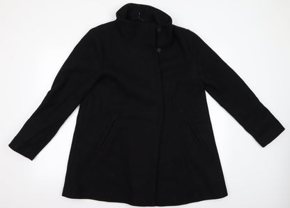 Preloved Hallhuber Womens Black   Overcoat Coat Size 14 - Front