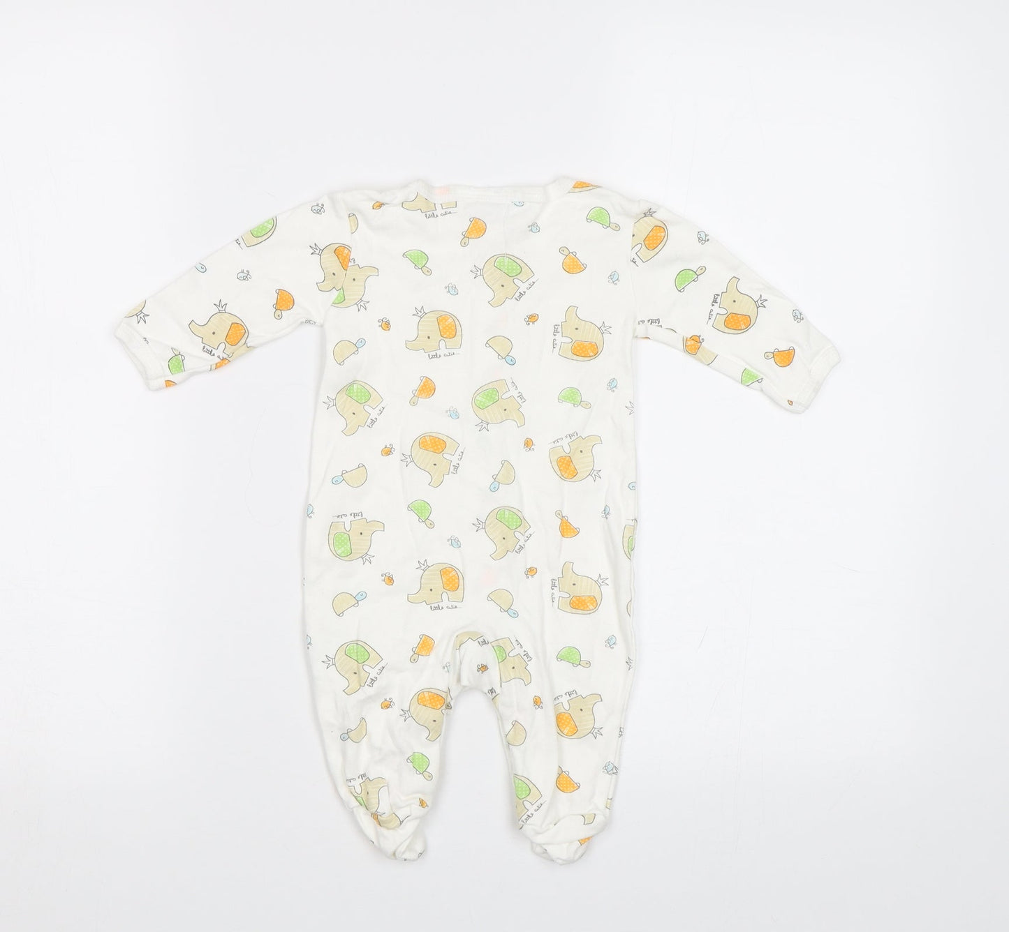 Bonjour Bebe Baby White Geometric  Babygrow One-Piece Size 3-6 Months  - Elephant