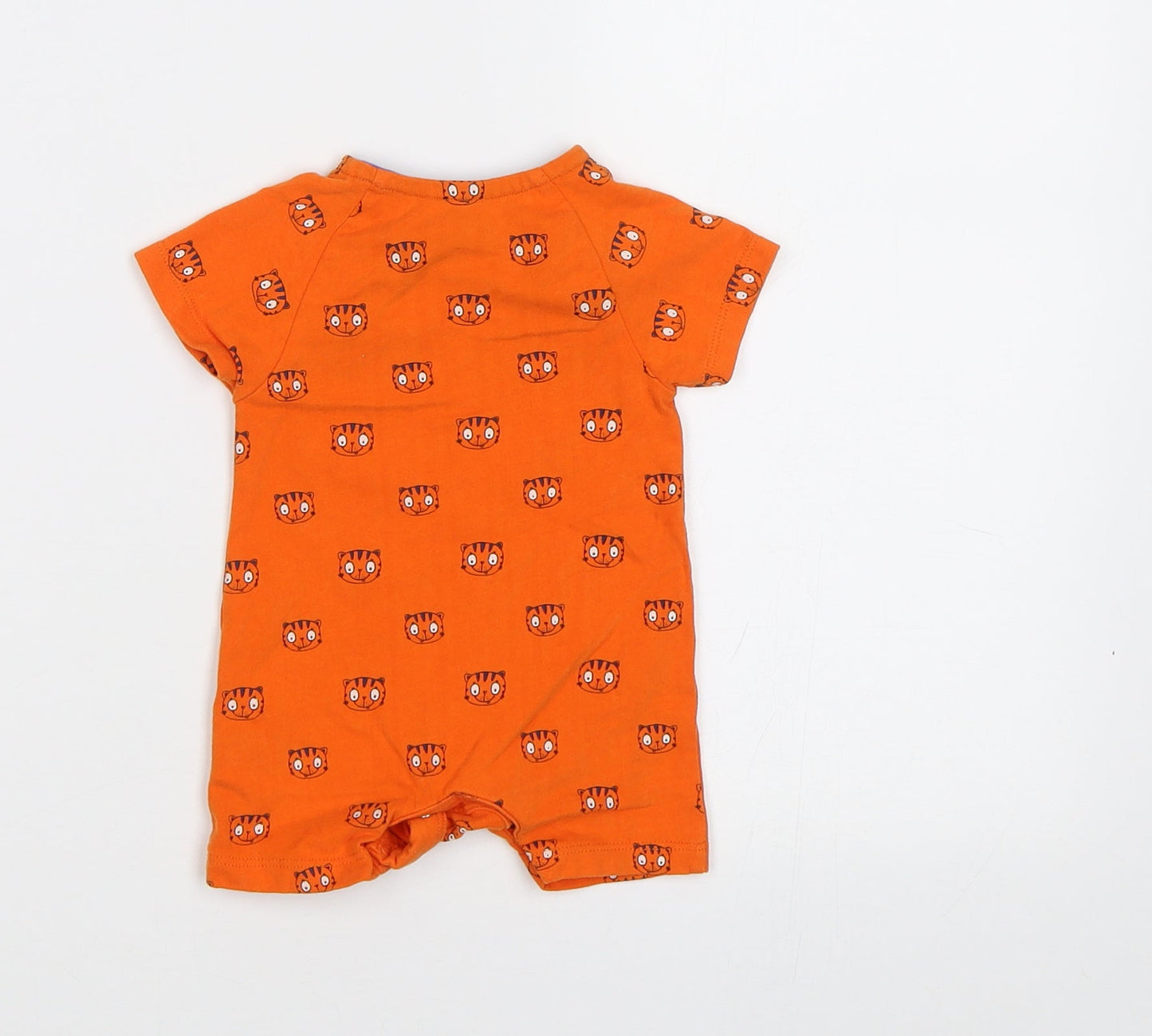 Mothercare Baby Orange Geometric  Babygrow One-Piece Size 0-3 Months  - Tiger print
