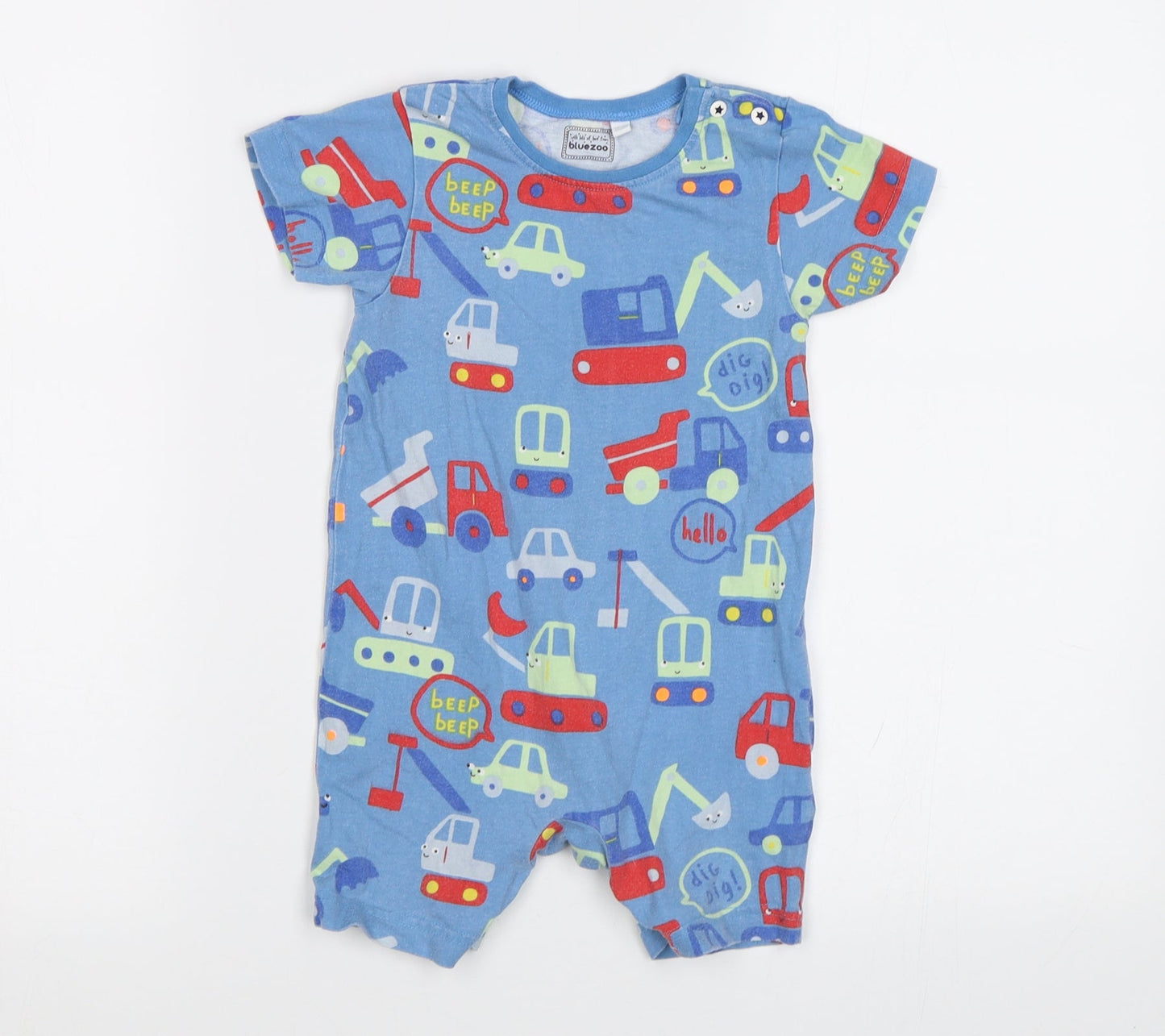 Blue Zopo Baby Blue   Babygrow One-Piece Size 18 Months  - Car print