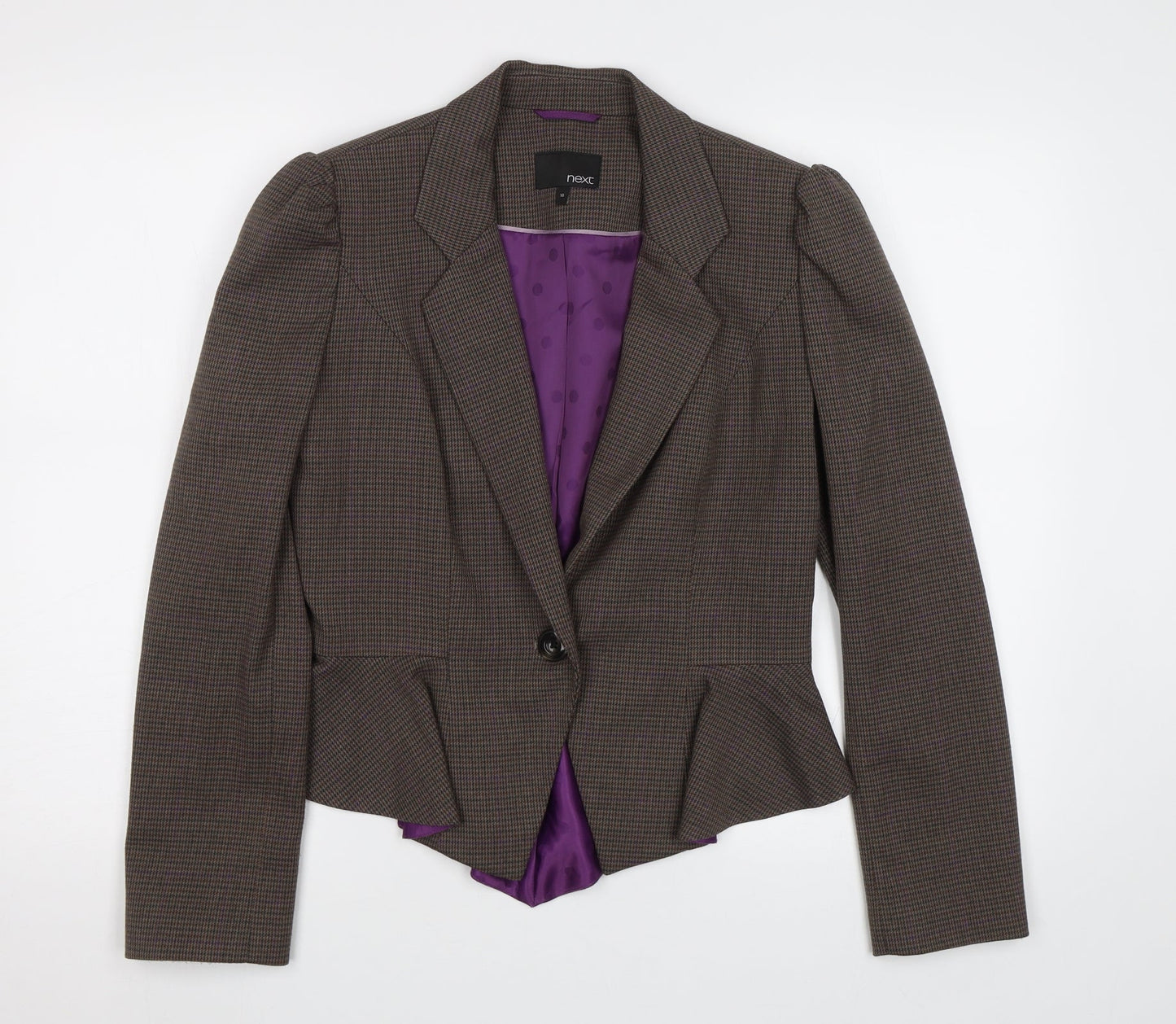 NEXT Womens Beige Check  Jacket Blazer Size 10