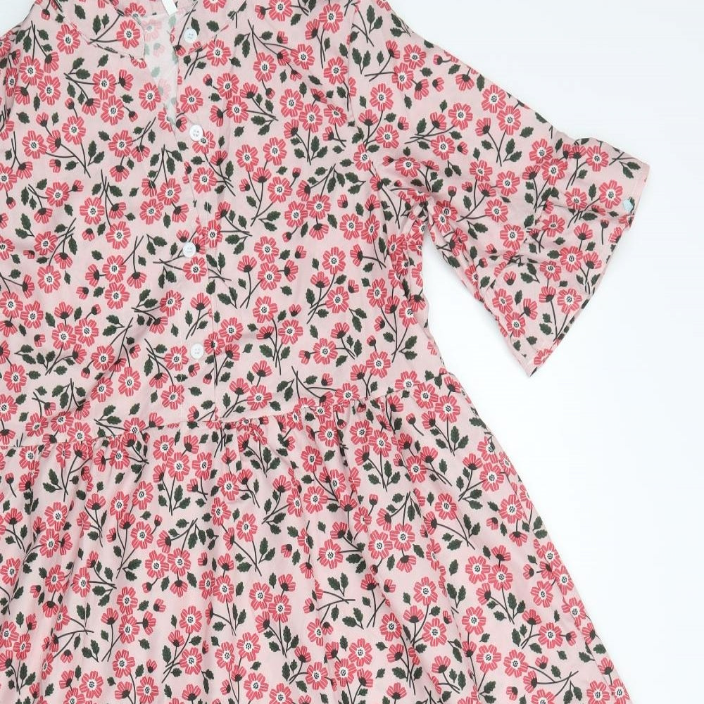 Preworn Womens Pink Floral  A-Line