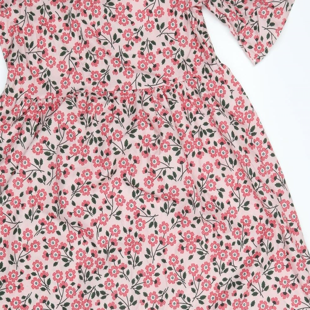 Preworn Womens Pink Floral  A-Line