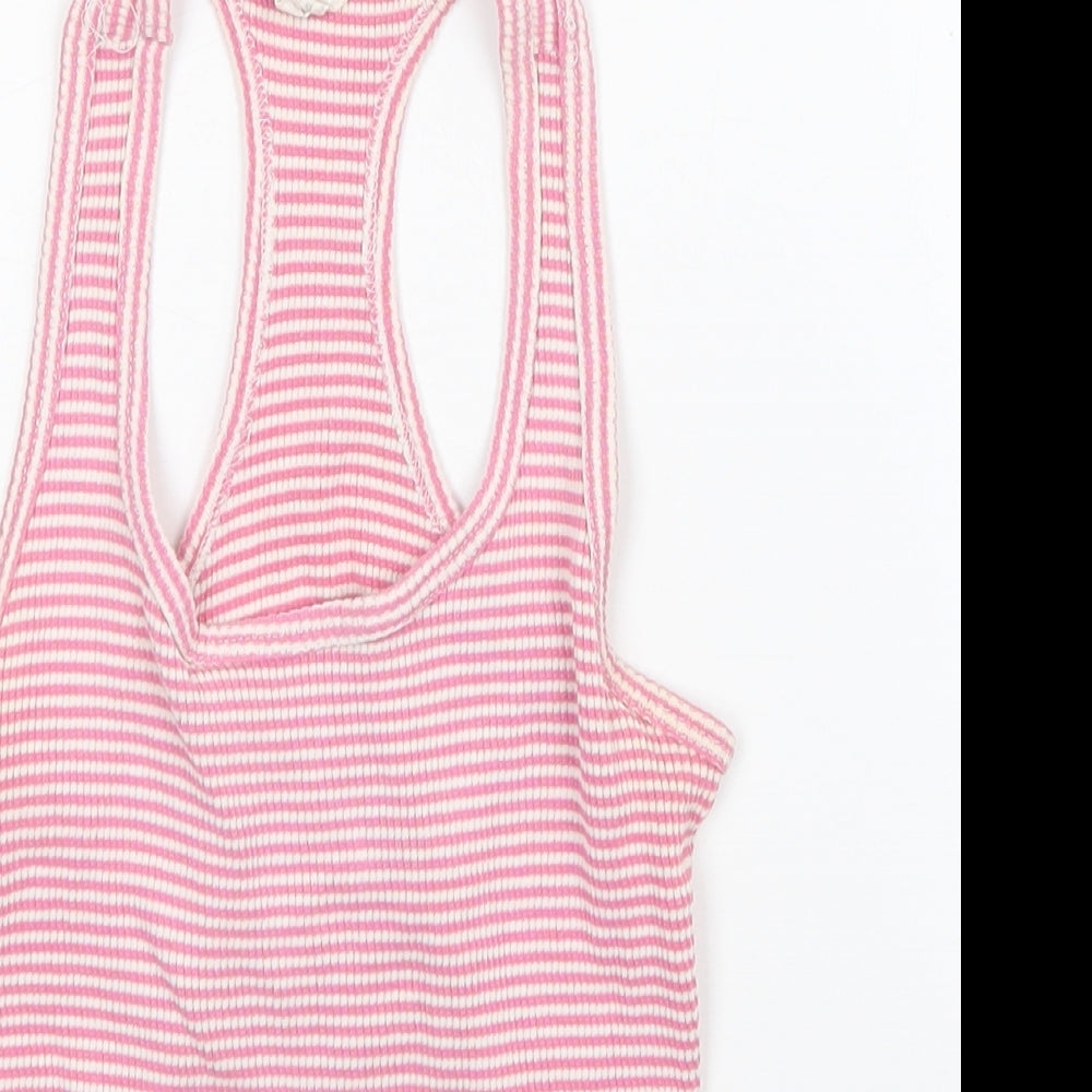 Preworn Womens Pink Striped  Basic Tank Size 10