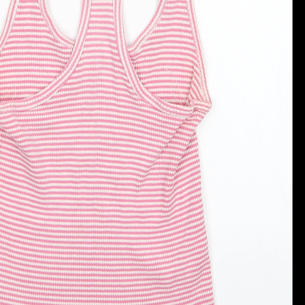 Preworn Womens Pink Striped  Basic Tank Size 10