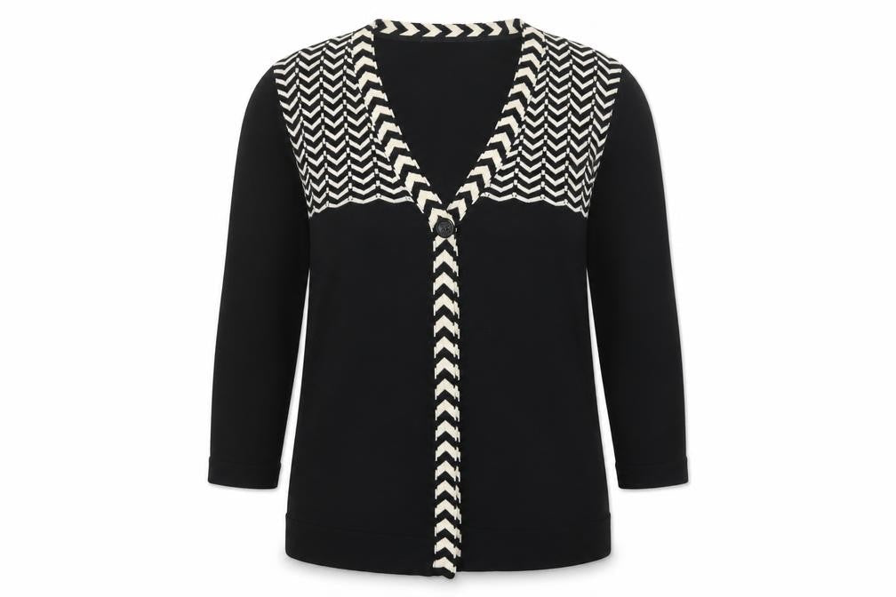 Country Casuals Womens Black Striped Cardigan Jumper Size M