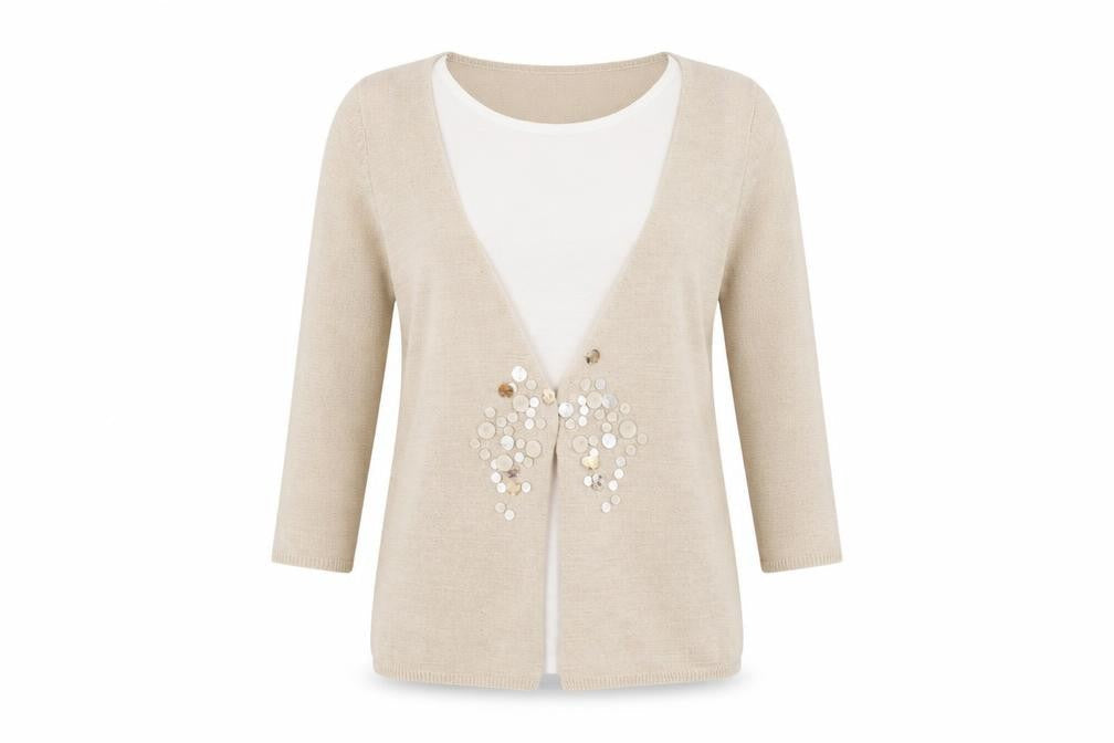 Mia Moda Womens Beige  Knit Pullover Jumper Size S
