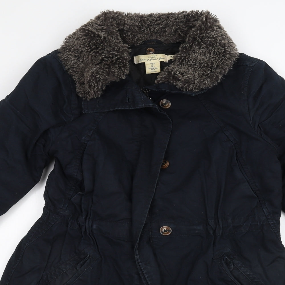H&M Womens Blue   Overcoat Coat Size 6