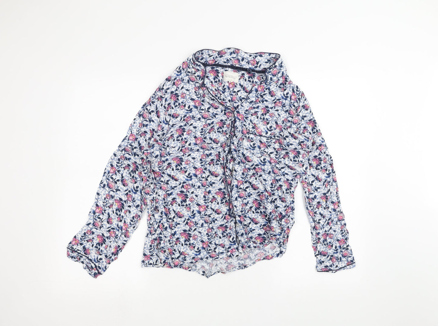 NEXT Womens White Floral  Basic Button-Up Size 12