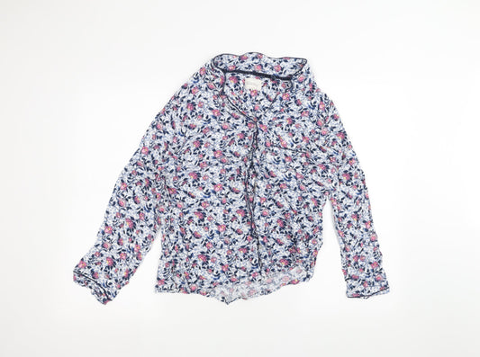 NEXT Womens White Floral  Basic Button-Up Size 12