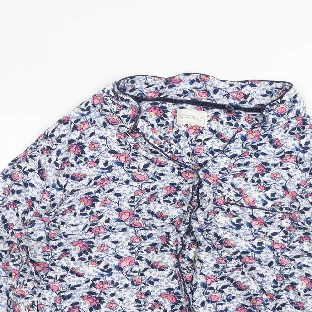 NEXT Womens White Floral  Basic Button-Up Size 12