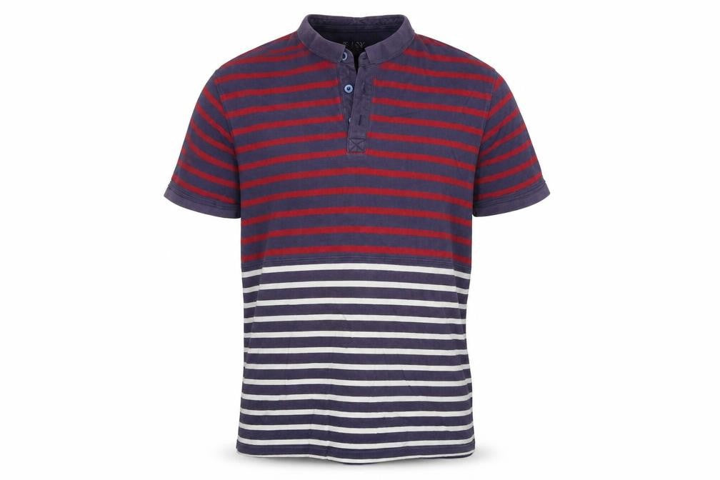 Easy Mens Blue Striped   Polo Size L