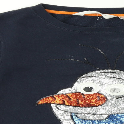 Preloved H&M Girls Blue   Pullover Sweatshirt Size 9-10 Years  - Olaf - Detail
