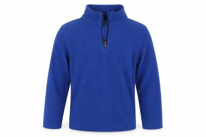 Front view of Winter Adventures boys’ blue fleece jacket, size 7-8, years