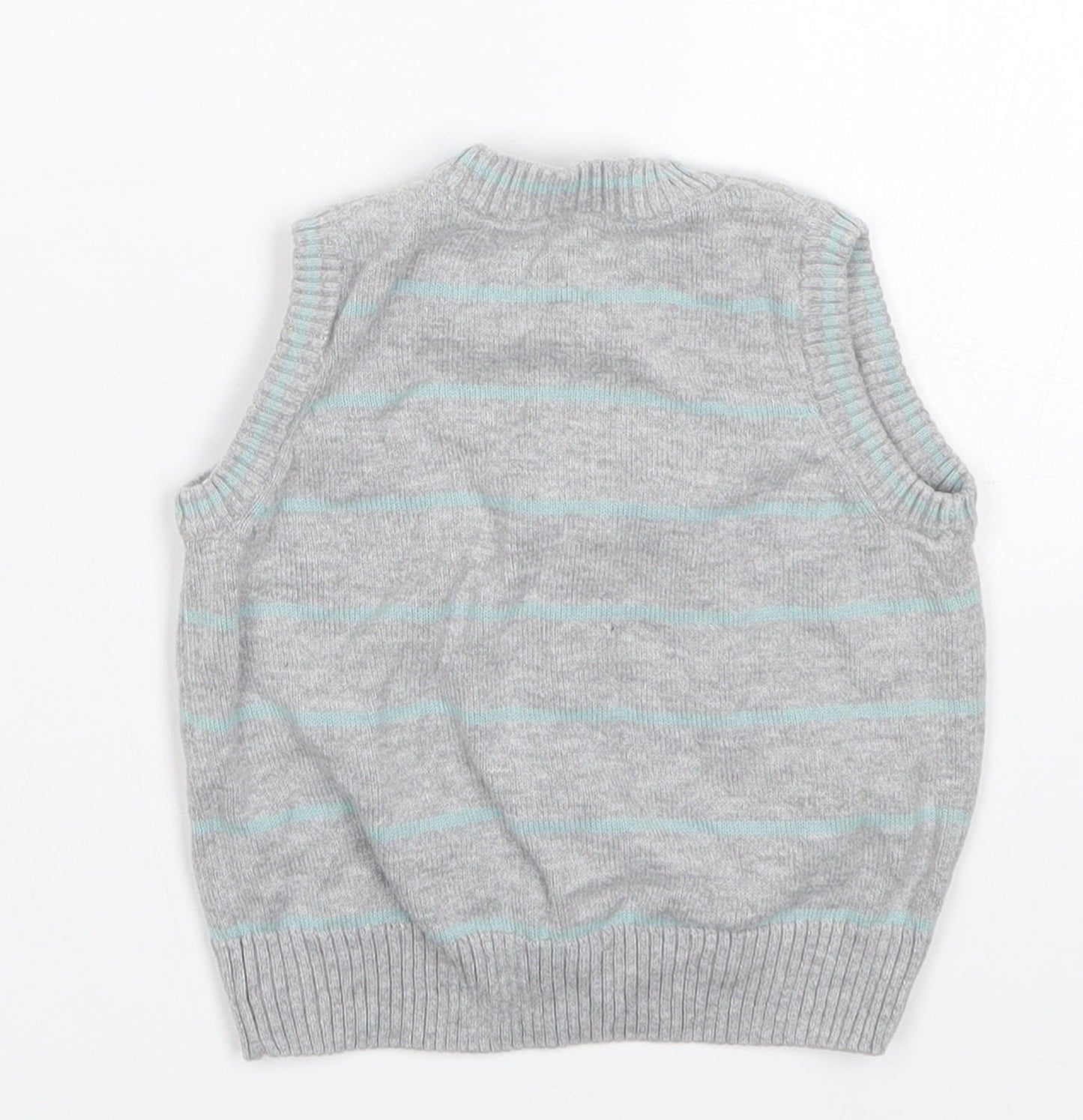 Matalan Boys Grey Striped Knit Cardigan Jumper Size 3-6 Months