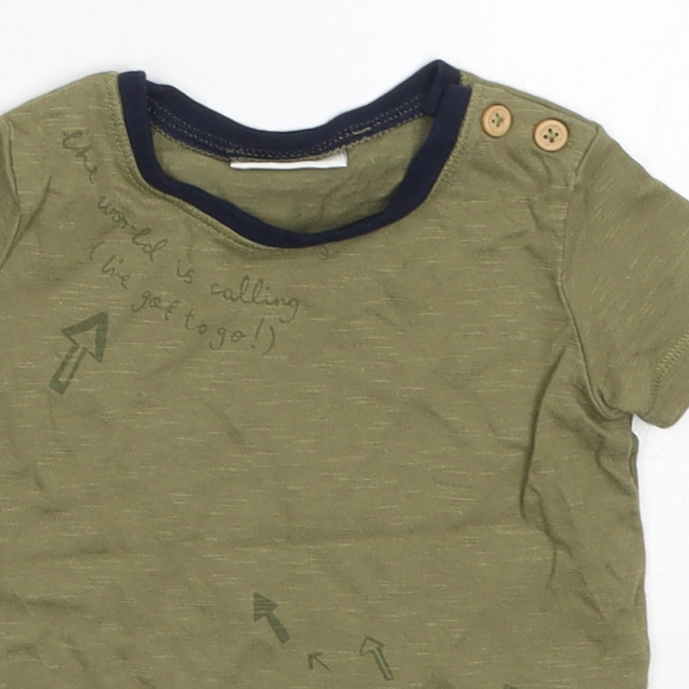 Mext Boys Green   Basic T-Shirt Size 3-6 Months  - The World is Calling Lets Go