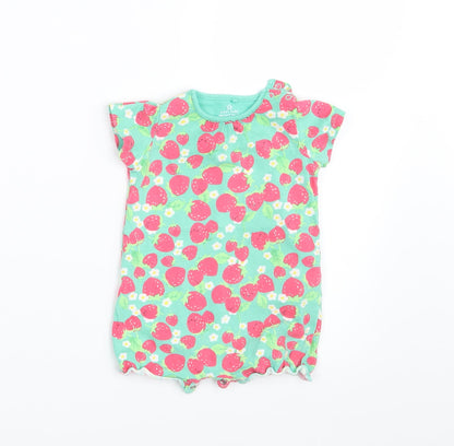 Front view of Next girls’ green floral pullover t-shirt, size 3-6, months