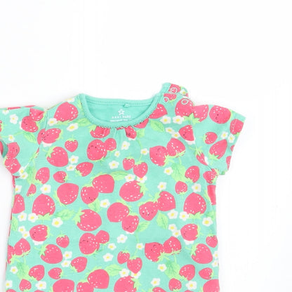 Close-up detail of Next girls’ green floral pullover t-shirt, size 3-6, months