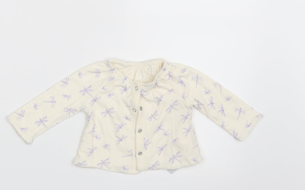 Additional front view of Gap girls’ ivory animal print cardigan jumper, size 0-3, months