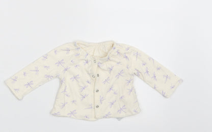 Additional front view of Gap girls’ ivory animal print cardigan jumper, size 0-3, months