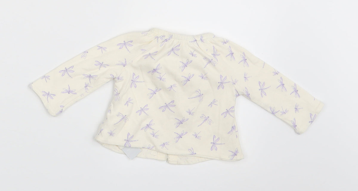 Back view of Gap girls’ ivory animal print cardigan jumper, size 0-3, months