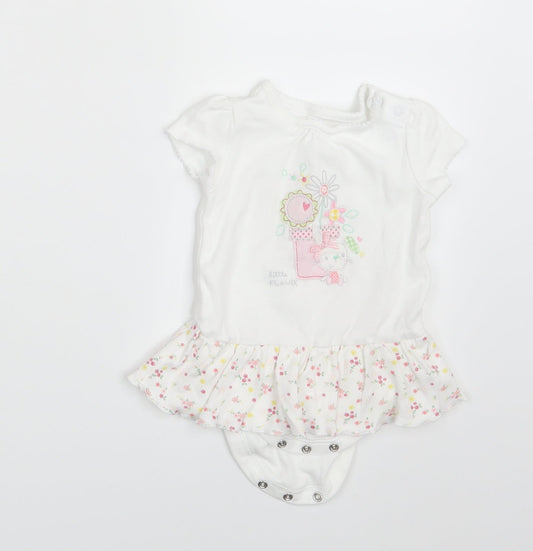 Mini Club Girls White Floral  Pullover T-Shirt Size 0-3 Months