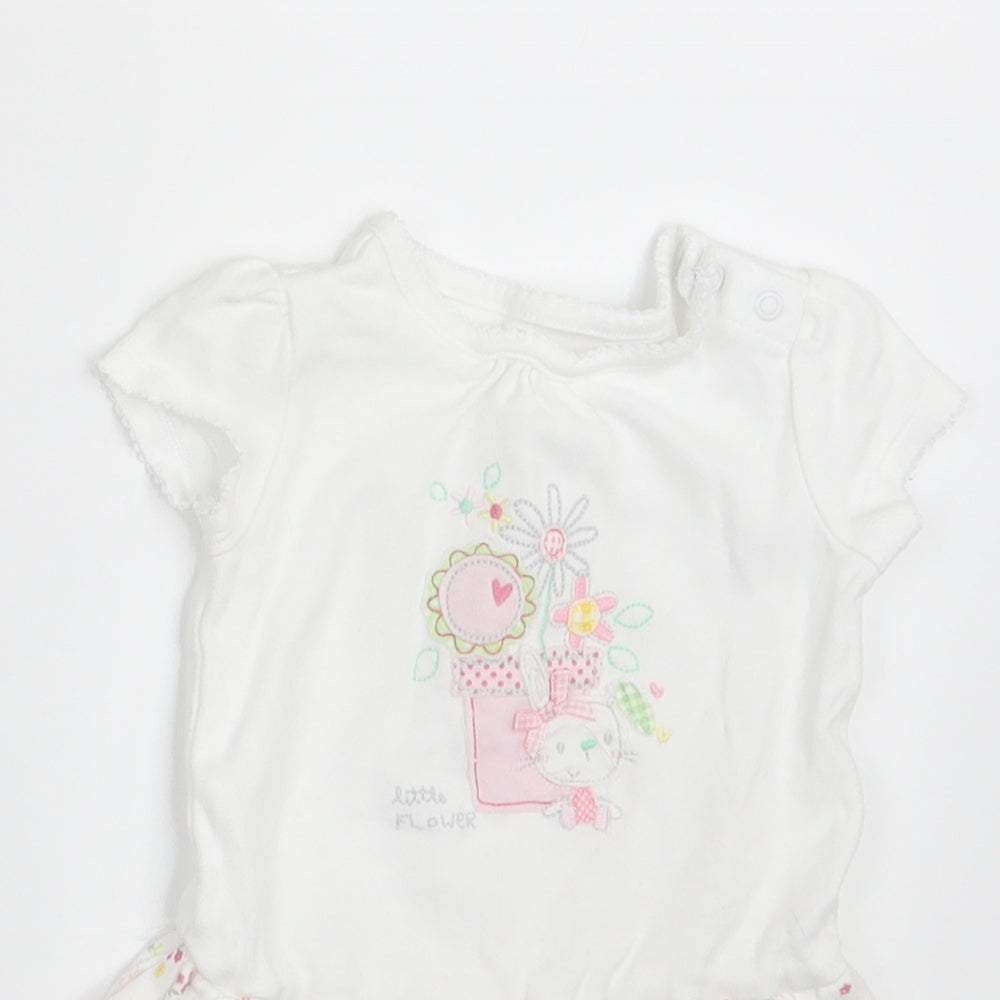 Mini Club Girls White Floral  Pullover T-Shirt Size 0-3 Months