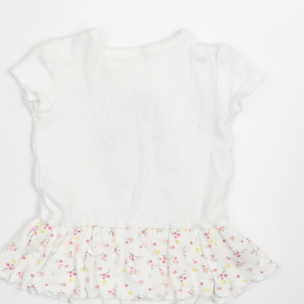 Mini Club Girls White Floral  Pullover T-Shirt Size 0-3 Months