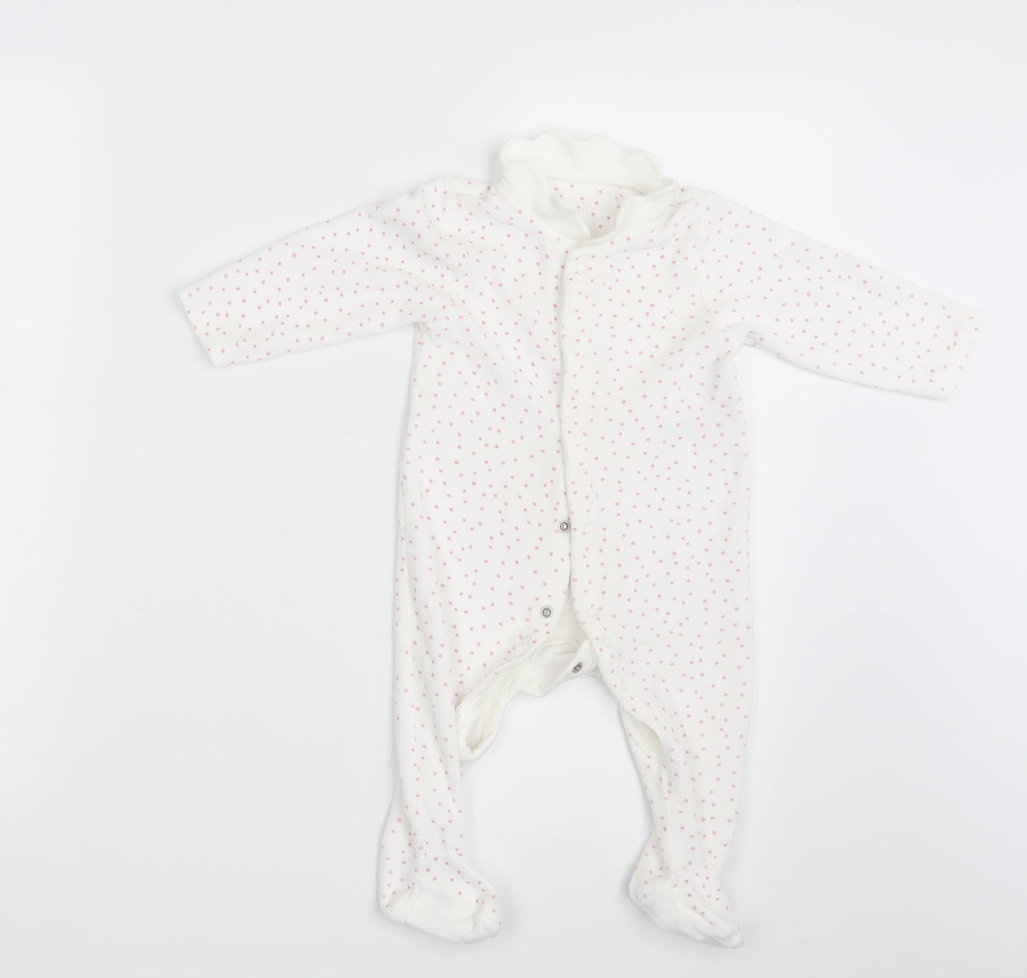 M&S Baby White Polka Dot  Coverall One-Piece Size 6-9 Months