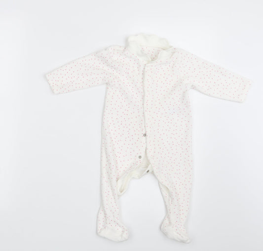 M&S Baby White Polka Dot  Coverall One-Piece Size 6-9 Months