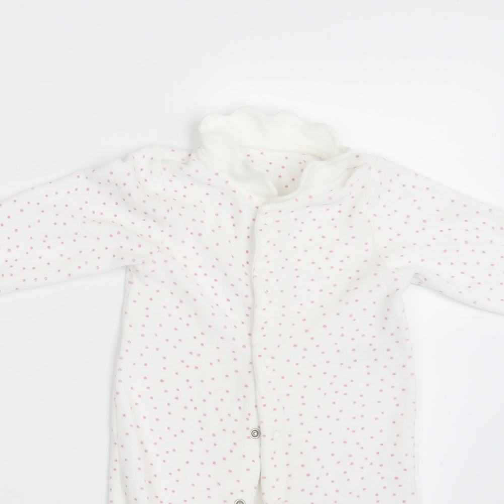 M&S Baby White Polka Dot  Coverall One-Piece Size 6-9 Months