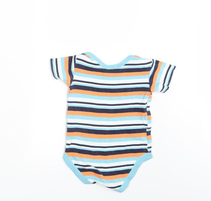 Back view of Matalan boys’ multicoloured striped basic t-shirt, size 0-3, months