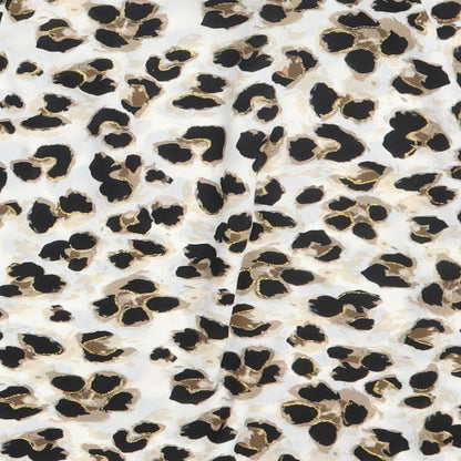 Preworn Womens Ivory Animal Print  Basic Blouse One Size