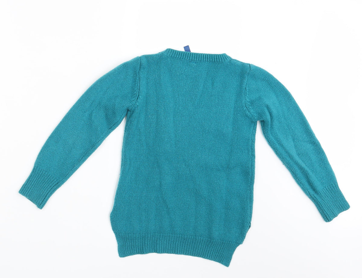 Falls Creek Girls Green Animal Print  Pullover Jumper Size 6 Years