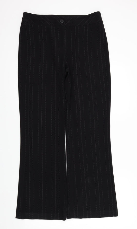 South Womens Black Striped  Trousers  Size 12 L31 in