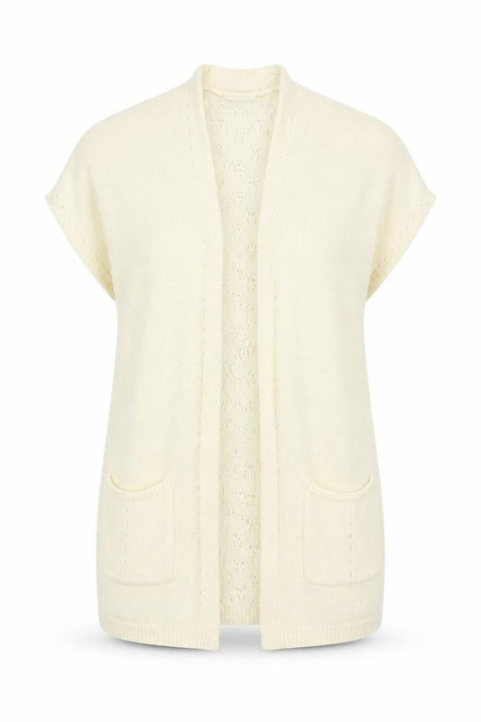 Front view of Roman women’s white knit cardigan jumper, size UK 14