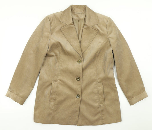 Eleganz Womens Brown  Corduroy Jacket Blazer Size 12
