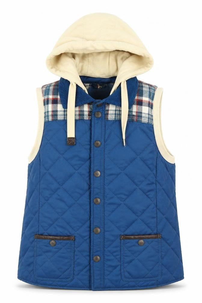 River Islnd Womens Blue Argyle/Diamond  Gilet Coat Size 8